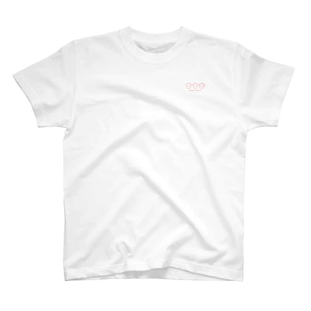 Tシャツ柄のTシャツ屋さんのTシャツ柄のTシャツ【アプリコットオレンジの線】【線画】【ワンポイントイラスト3つ】【顔】【Tsyatu-Tshirt】 Regular Fit T-Shirt