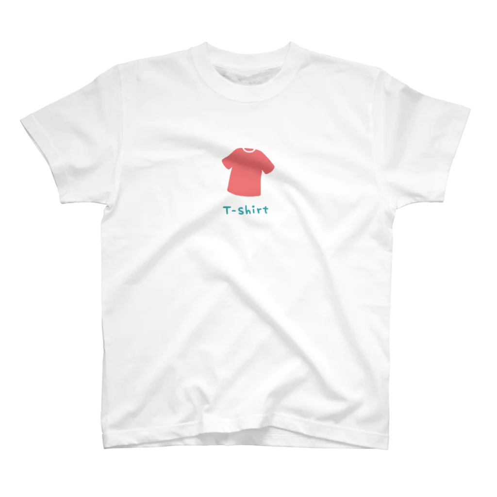 Tシャツ柄のTシャツ屋さんのTシャツ柄のTシャツ【ピンク】【線なし】【マリンブルーの文字】【T-shirt】 スタンダードTシャツ