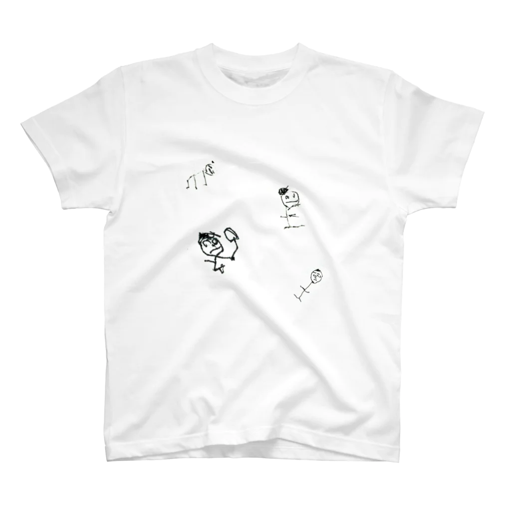 amega_agaruのハレとな・か・よ・し🎶_モノクロ人＋犬2 スタンダードTシャツ