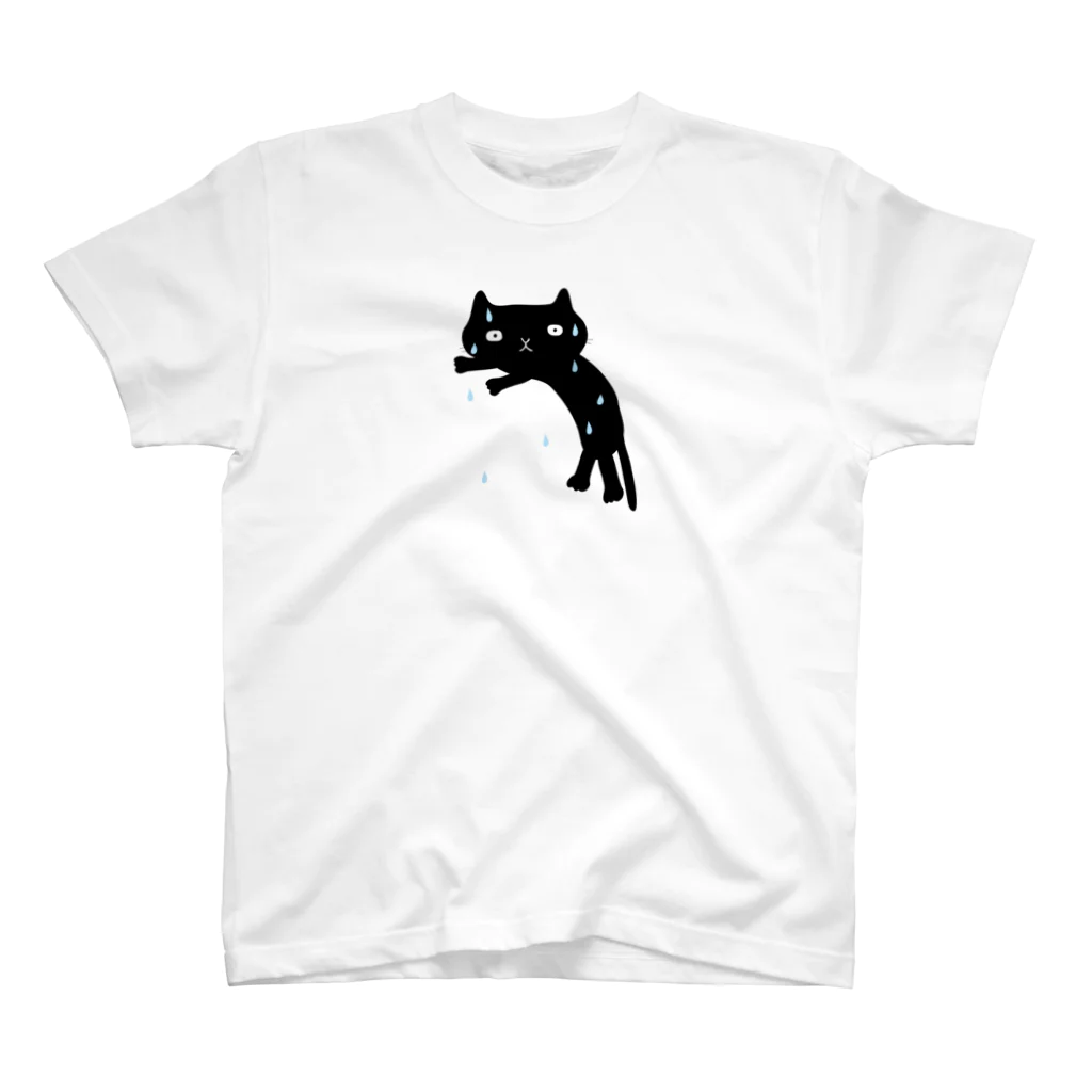 ノリミズミカ＊イラストレーターの汗かき黒猫 Regular Fit T-Shirt