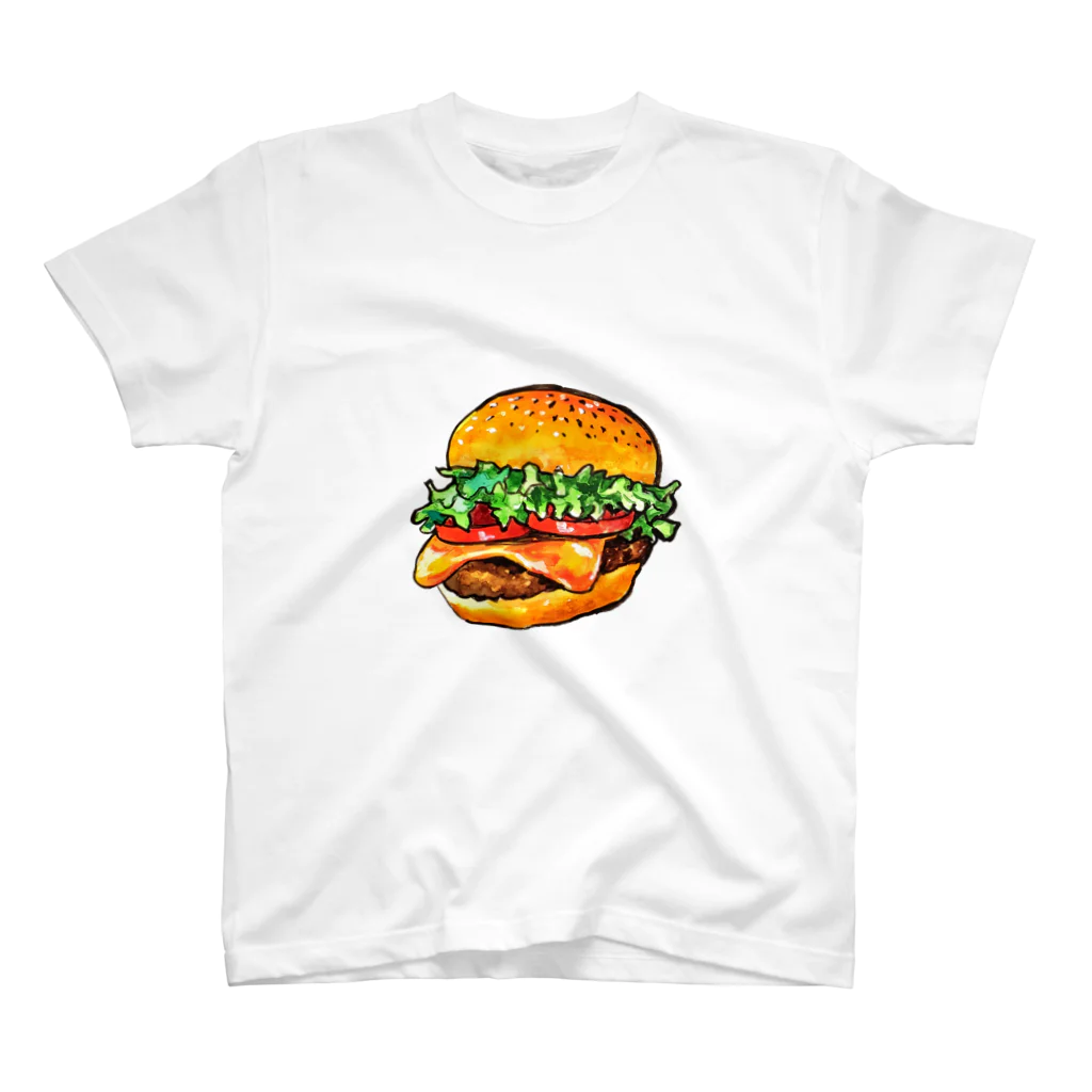 水彩イラストグッズのテイクアウトしたくなるハンバーガー スタンダードTシャツ