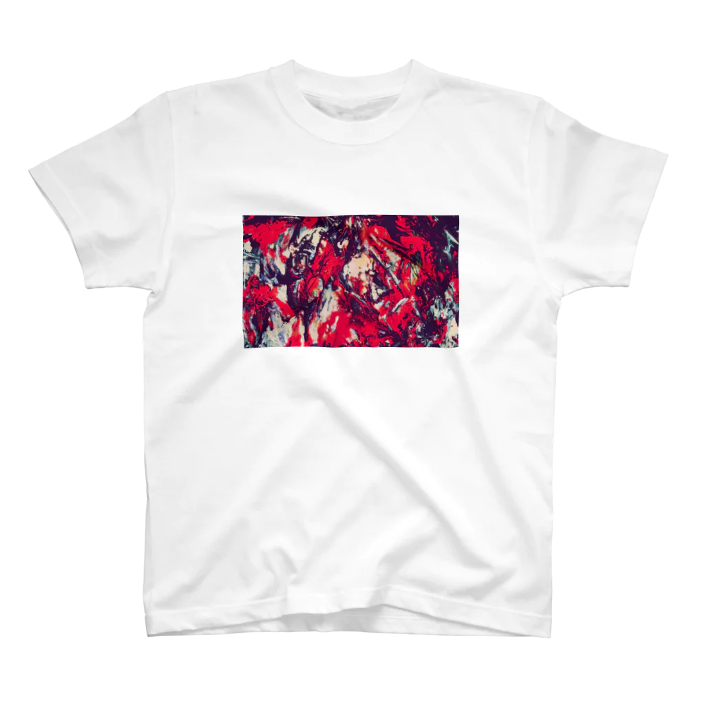 兎派のpaint_01_landscape(red) Regular Fit T-Shirt