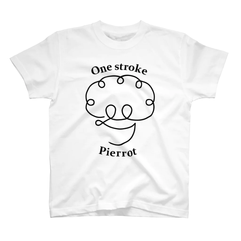 One stroke PierrotのOne stroke pierrot(黒 線) Regular Fit T-Shirt