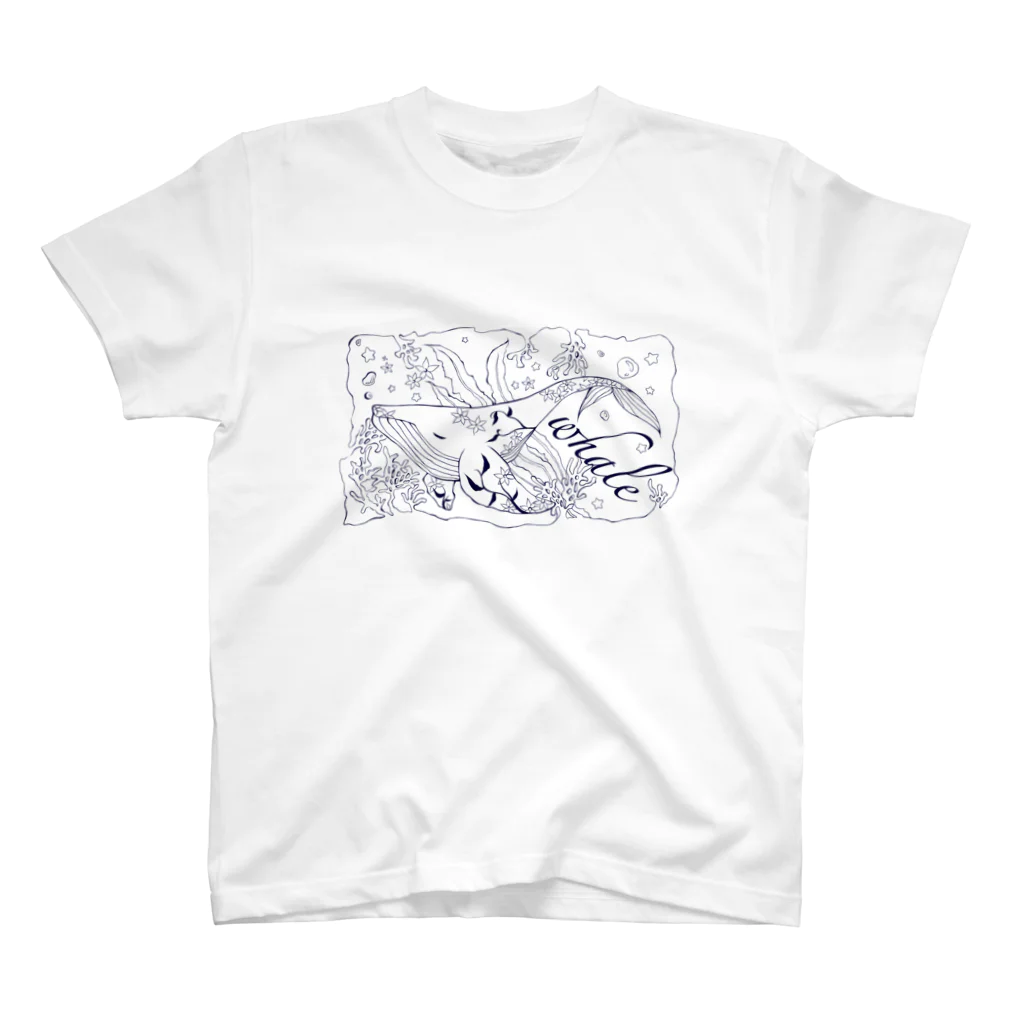 凩 灯のねむり鯨(線画) スタンダードTシャツ