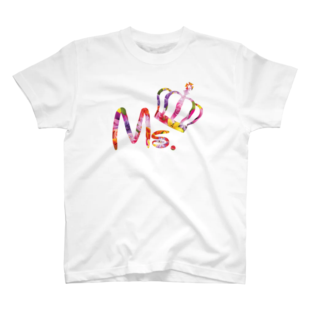 Mr.Rightのカップルコーデ トレンドの花柄ファッション「Ms.」レディース ピンク スタンダードTシャツ