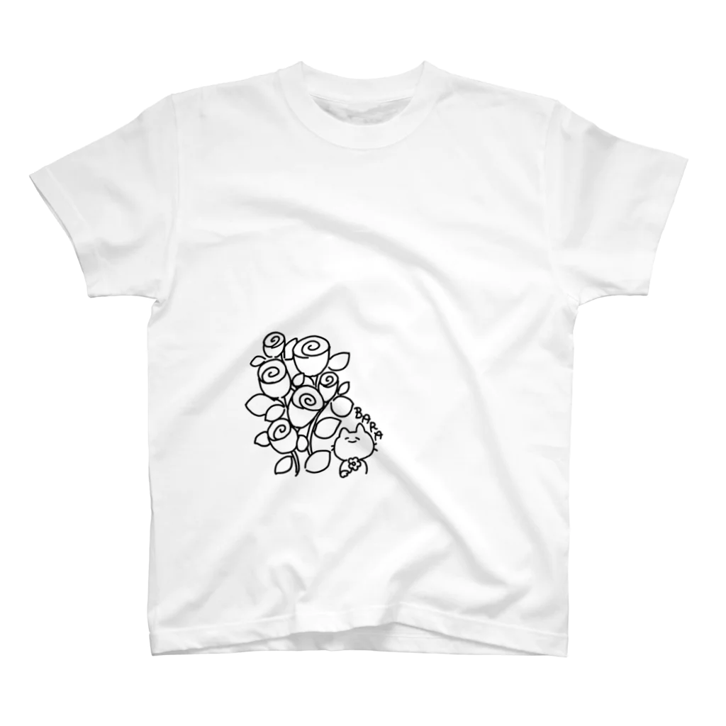 あkrのばらねこ　モノクロ スタンダードTシャツ