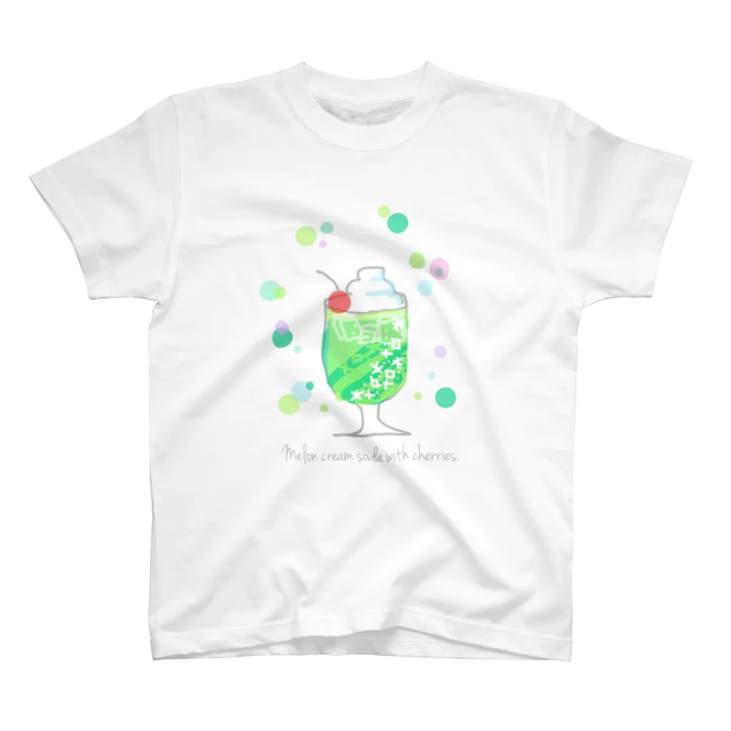 Kuro*s BrandのMelon cream soda with cherries. (メロンクリームソーダのさくらんぼ添え) スタンダードTシャツ