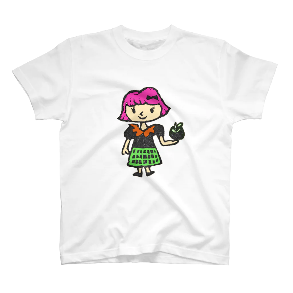 ドキドキ星人の女の子とりんご Regular Fit T-Shirt