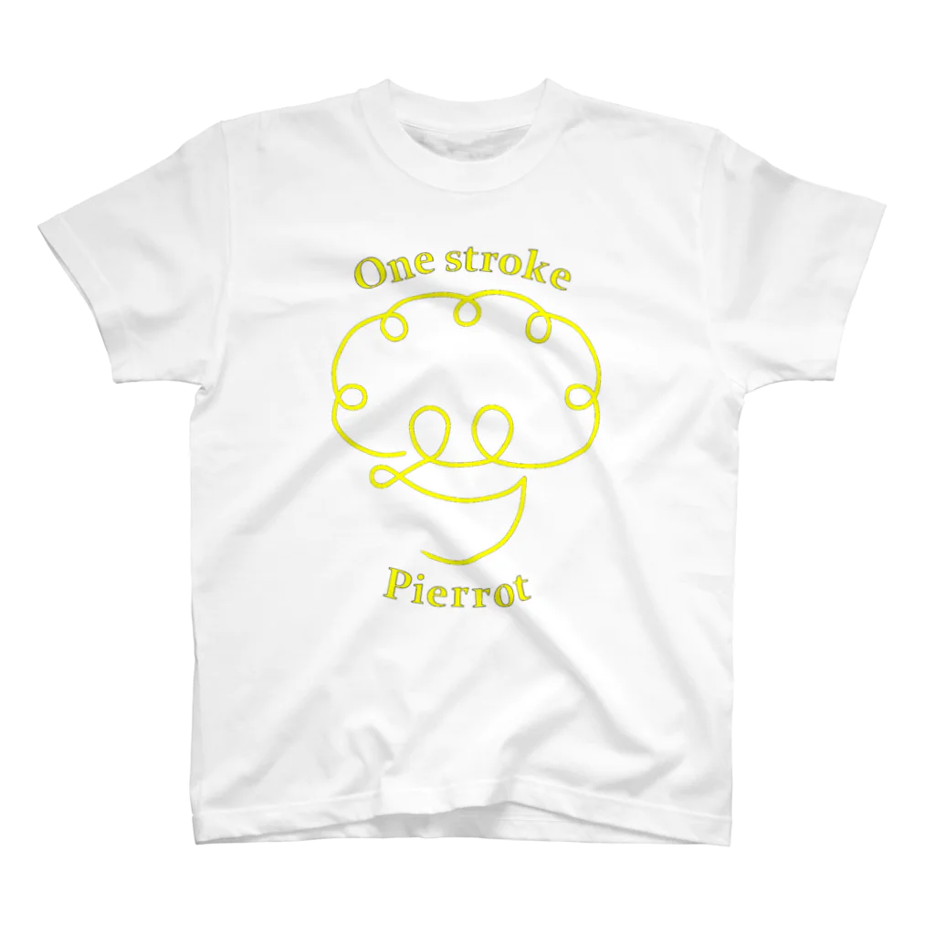 One stroke PierrotのOne stroke Pierrot (黄線) スタンダードTシャツ