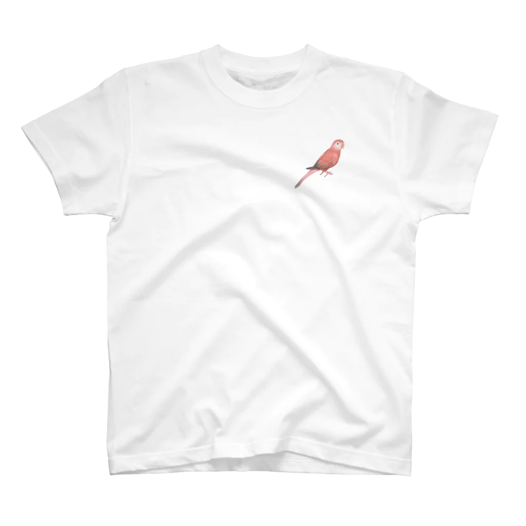 まめるりはことりのアキクサインコ　ピンク【まめるりはことり】 Regular Fit T-Shirt