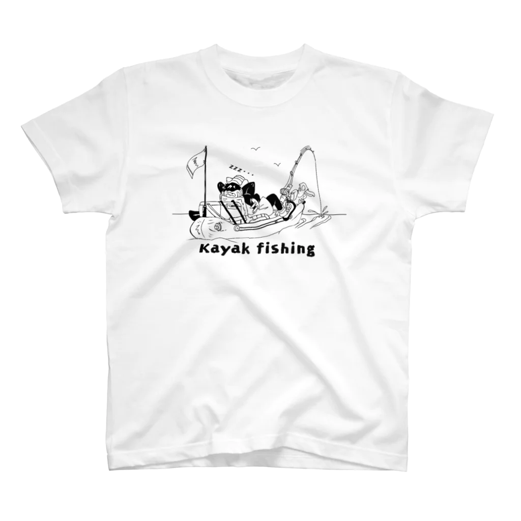 MONKEY　CRAFTのフィッシング　釣りTシャツ⑨ カヤックフィッシング白 スタンダードTシャツ