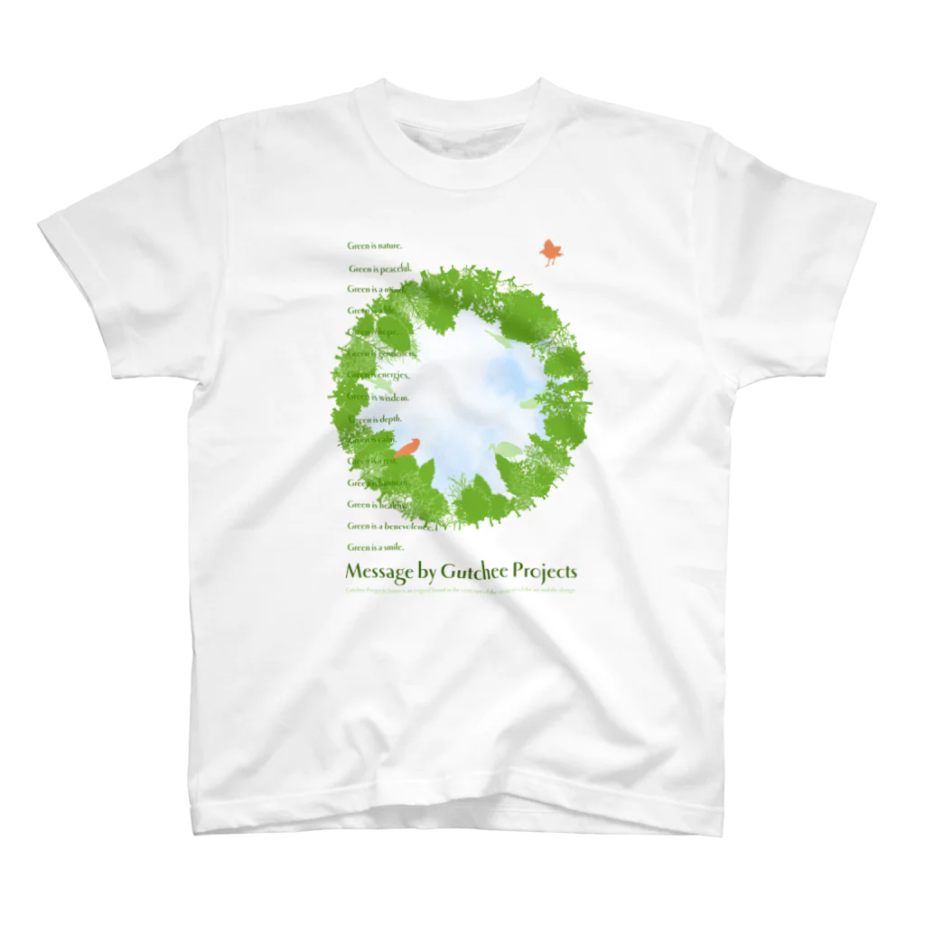 Gutchee ProjectsのGreen message_tsc01 Regular Fit T-Shirt