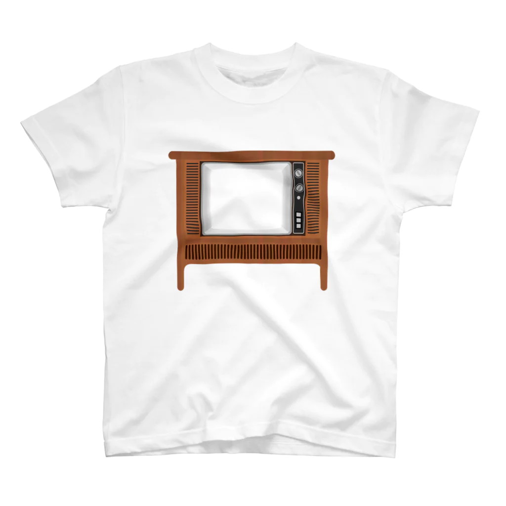 illust_designs_labのレトロな昭和のオーディオテレビのイラスト 画面オン 脚付き  スタンダードTシャツ