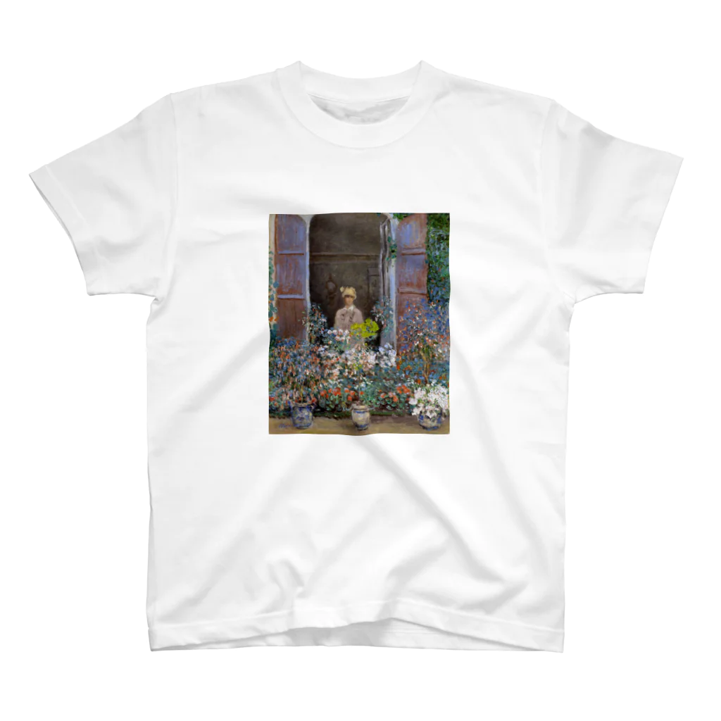 Art Baseのクロード・モネ / 1873/ Camille Monet at the Window, Argentuile / Claude Monet スタンダードTシャツ