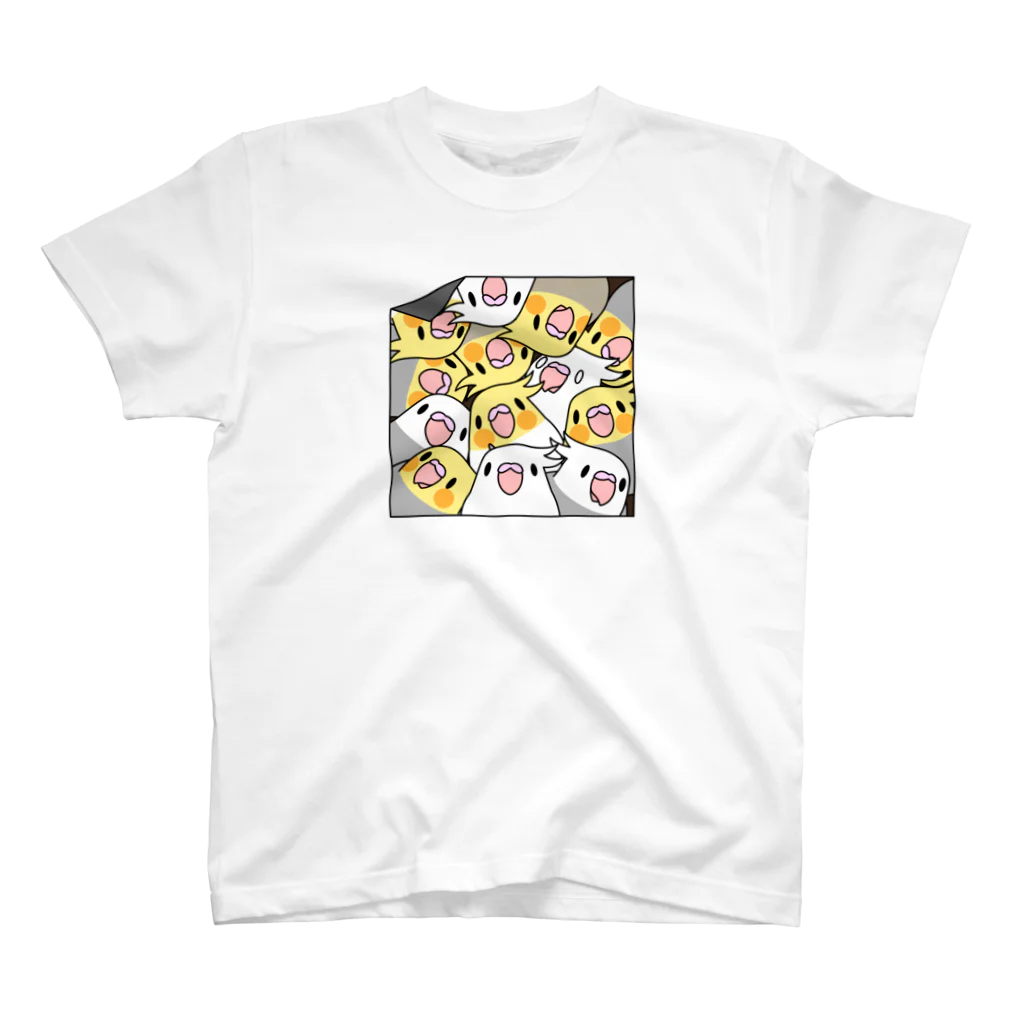 まめるりはことりの三密です！むちむちオカメインコさん【まめるりはことり】 スタンダードTシャツ