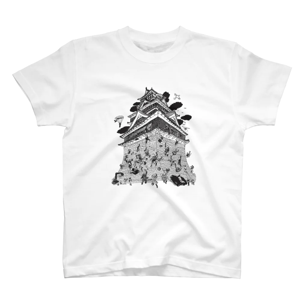 OW STOREの熊本城武者返し　イラストカラー：ブラック 티셔츠