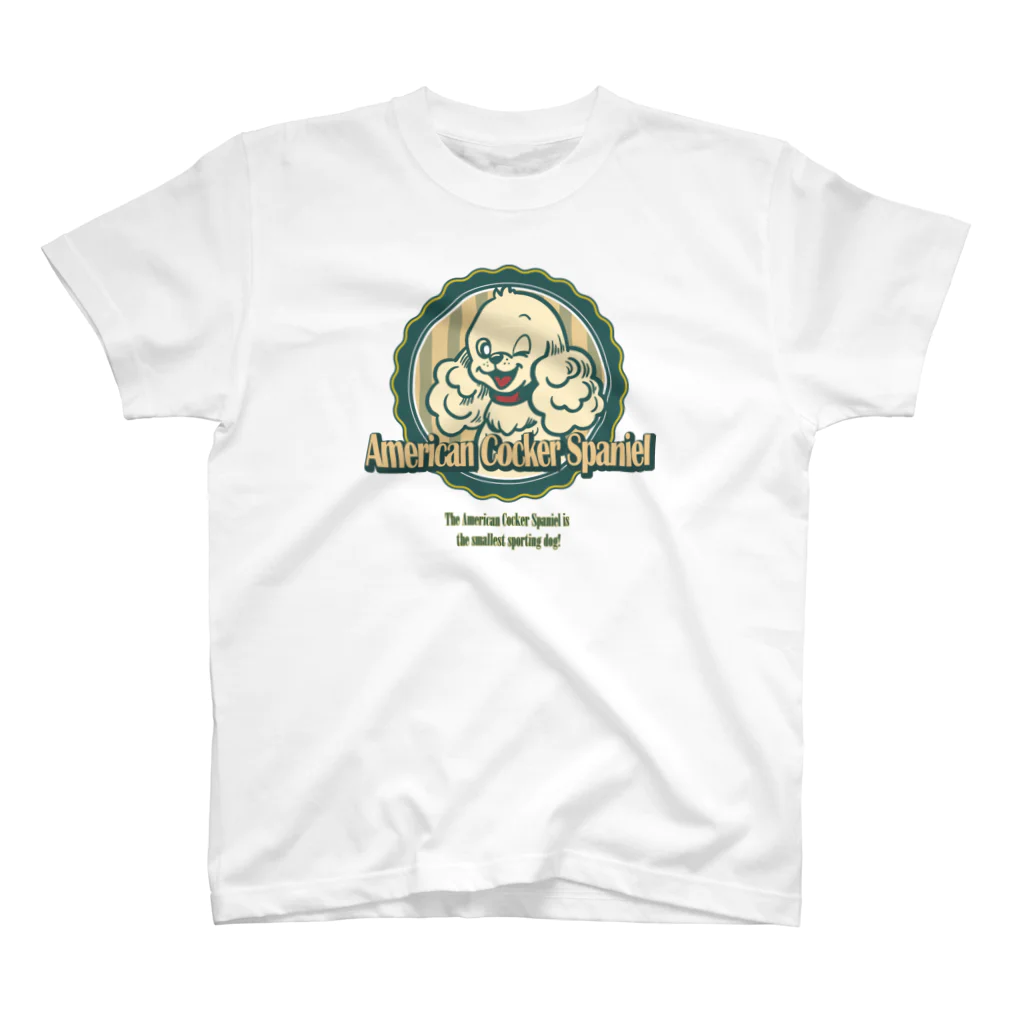 コッカースパニエルと仲間たちのお店のヴィンテージ風アメコカロゴ Regular Fit T-Shirt