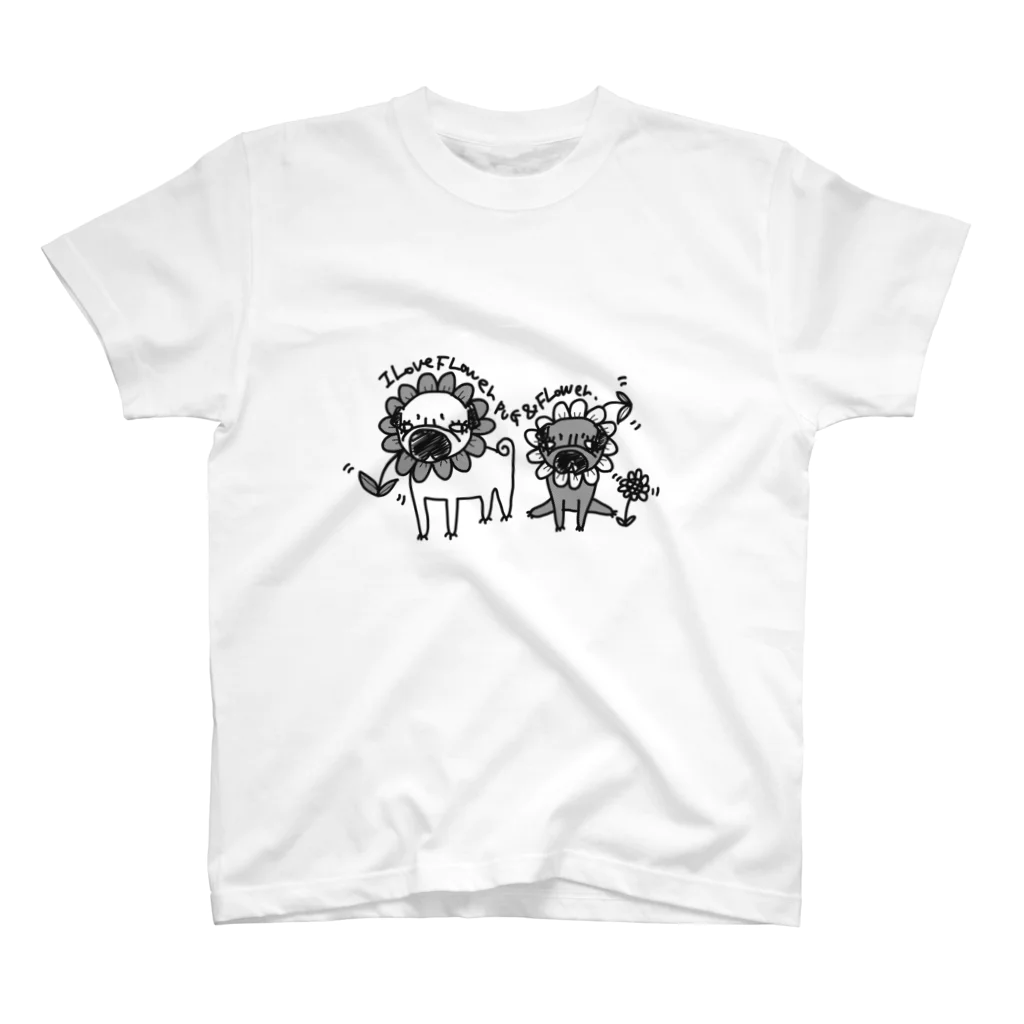 WANS.tokyoのフラワーPUG！ スタンダードTシャツ