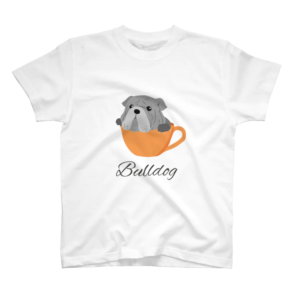 Links-Tのコーヒーカップ犬　ブルドッグ スタンダードTシャツ