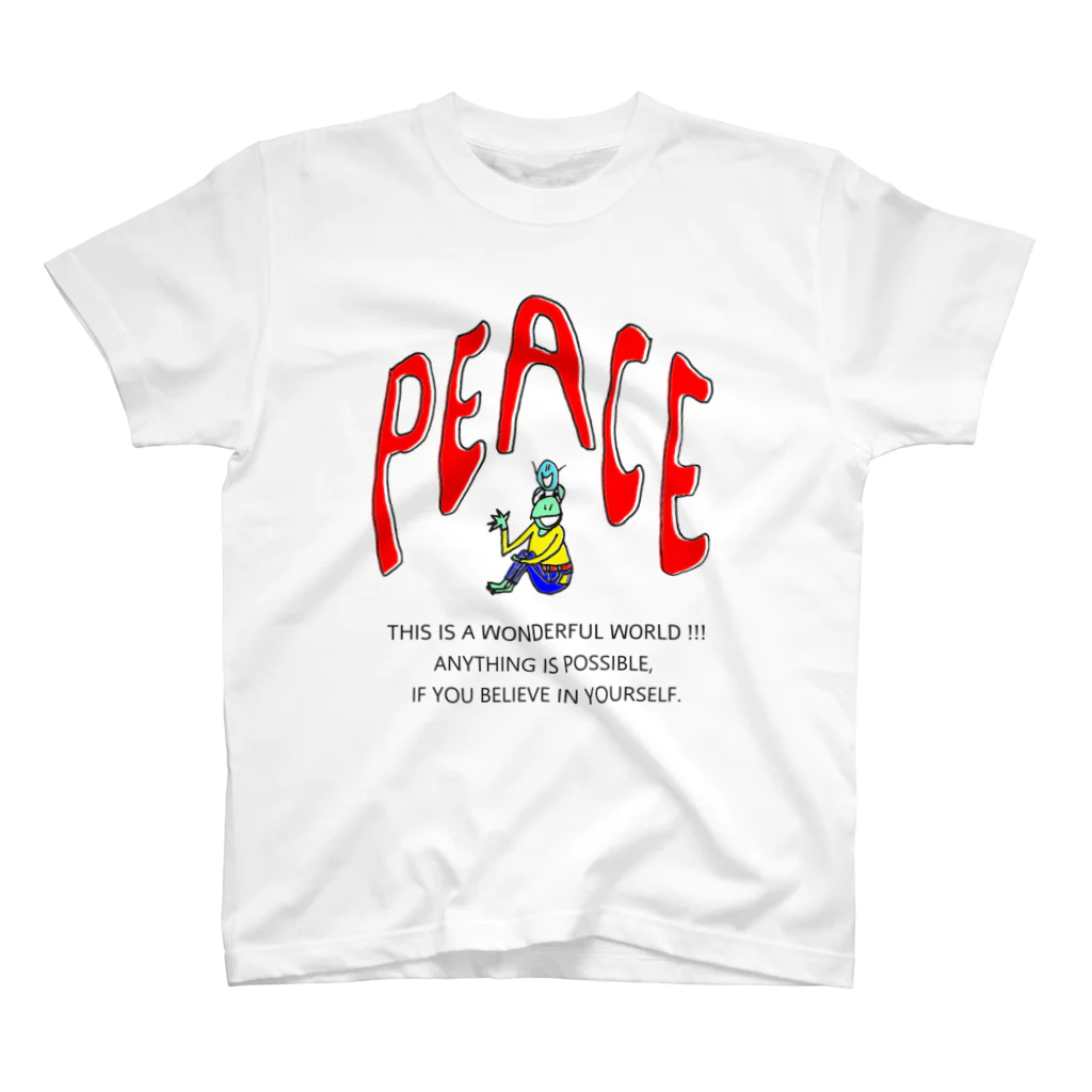 eri's Art love & peace Factoryの体育座りのカエルくんwithチョビ スタンダードTシャツ