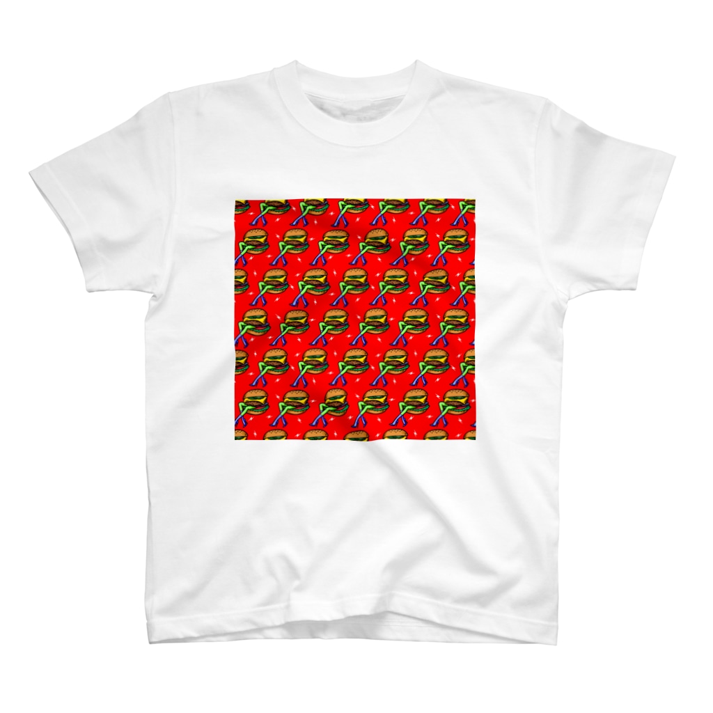 Mieko_Kawasakiのハッピーハンバーガータイム　AO 赤 Regular Fit T-Shirt