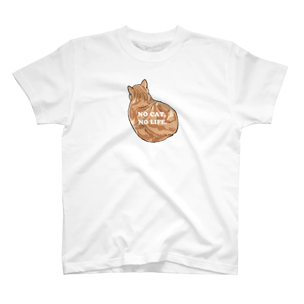 のはら雑貨店の猫のナルト 後ろ姿"NO CAT NO LIFE" スタンダードTシャツ