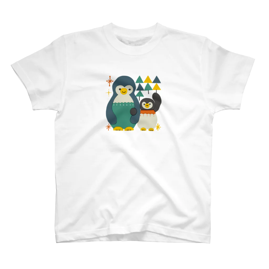 サタケシュンスケ｜イラストレーターのペンギンのおやこ スタンダードTシャツ