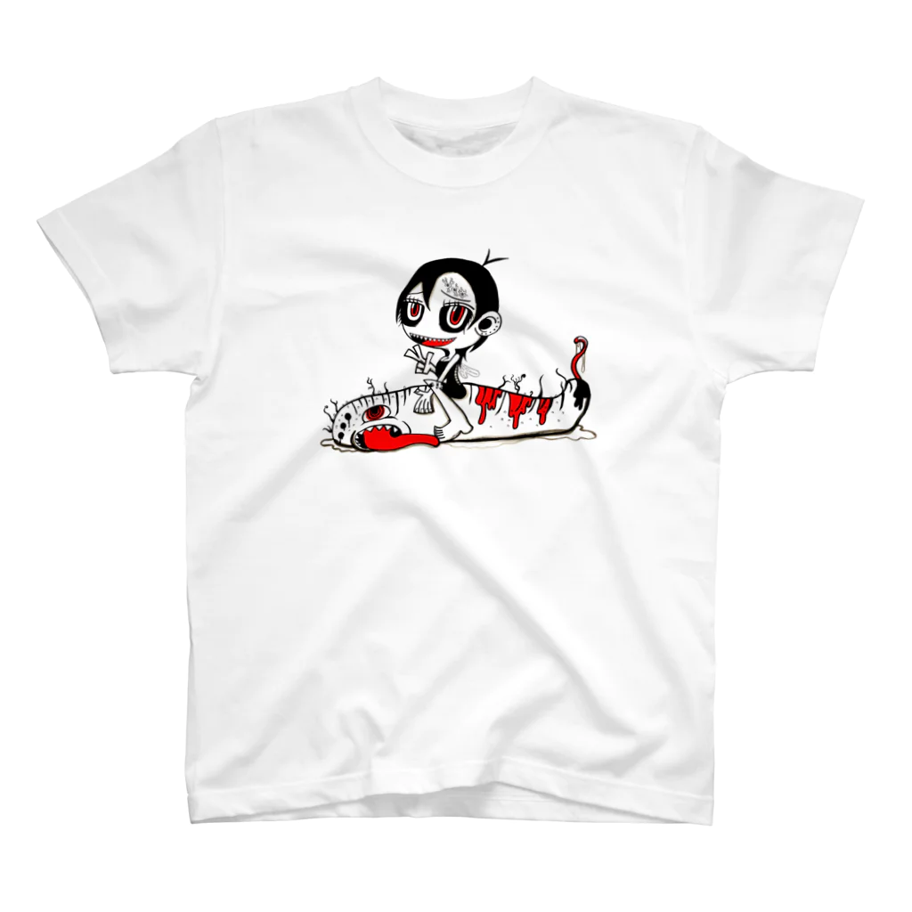 Angry killer machineのイモムシに跨る女の子 Regular Fit T-Shirt