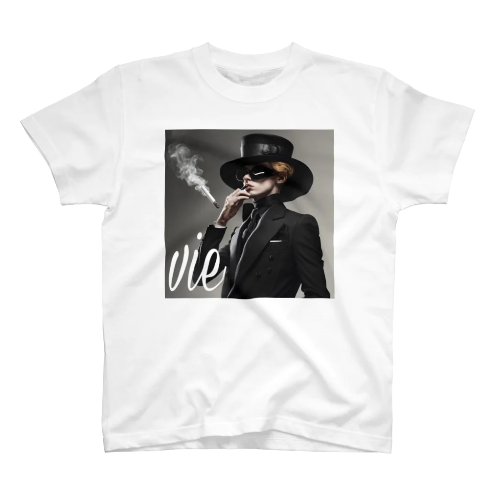 vieのvie BLACK_smoke Regular Fit T-Shirt