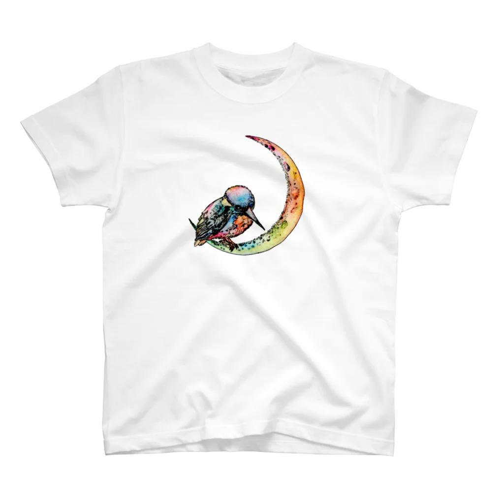 azure designのKingfisher on the moon【colorful】 Regular Fit T-Shirt