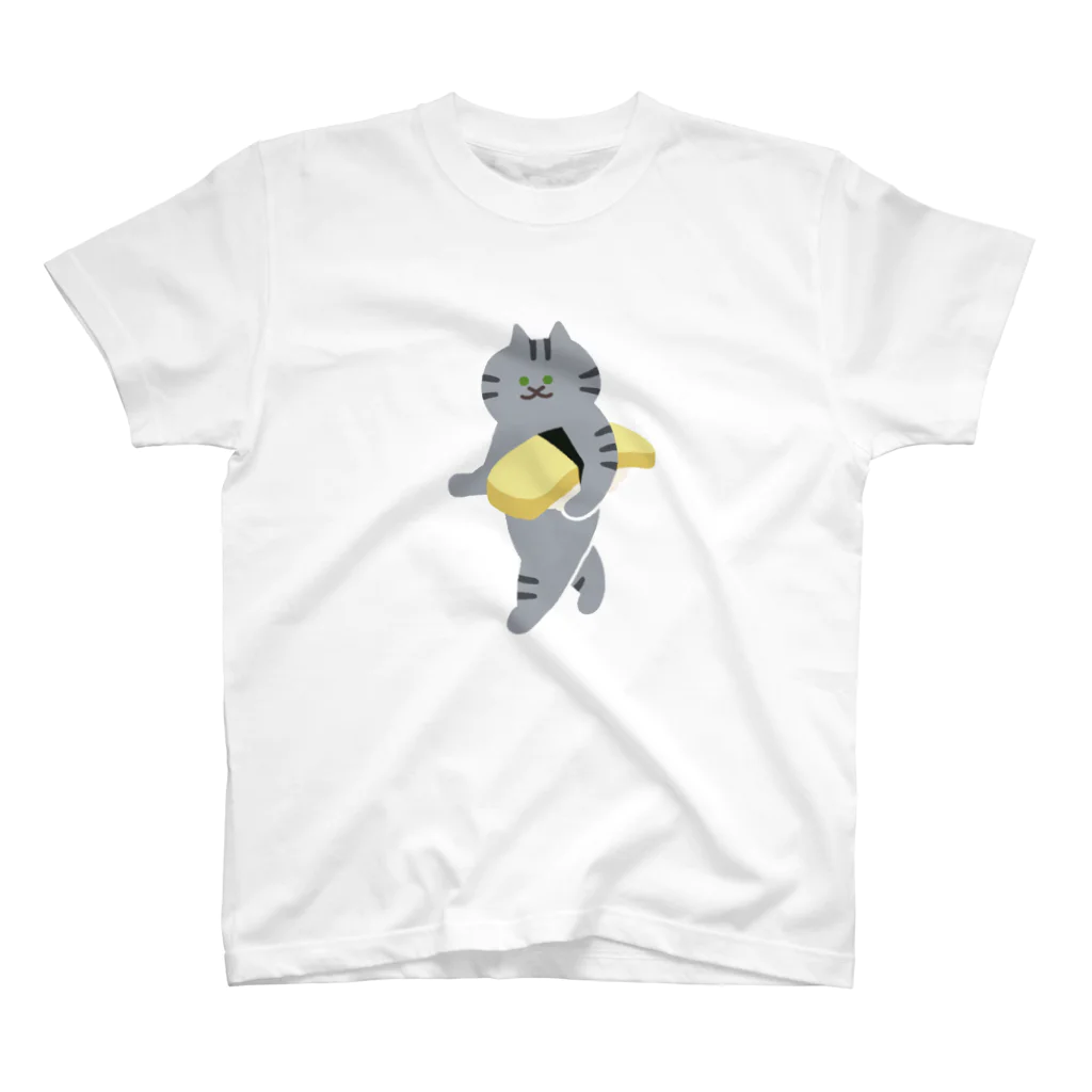 SUIMINグッズのお店の【大】玉子の握り寿司をのんびり運ぶねこ Regular Fit T-Shirt