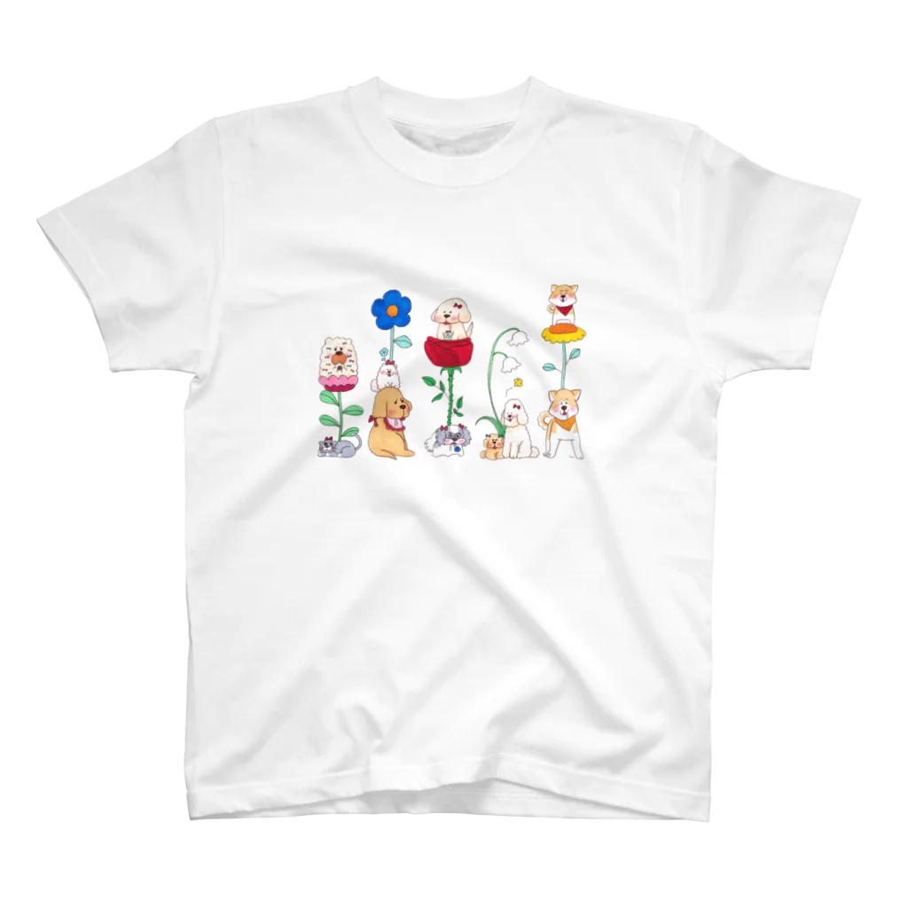 いぬけんやさんのdog flower house Regular Fit T-Shirt