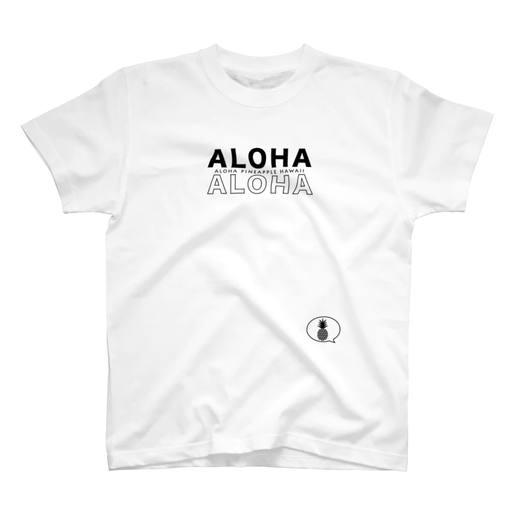 aloha_pineapple_hawaiiのALOHA ALOHA  吹き出しパイナップル 黒ロゴ 163 スタンダードTシャツ