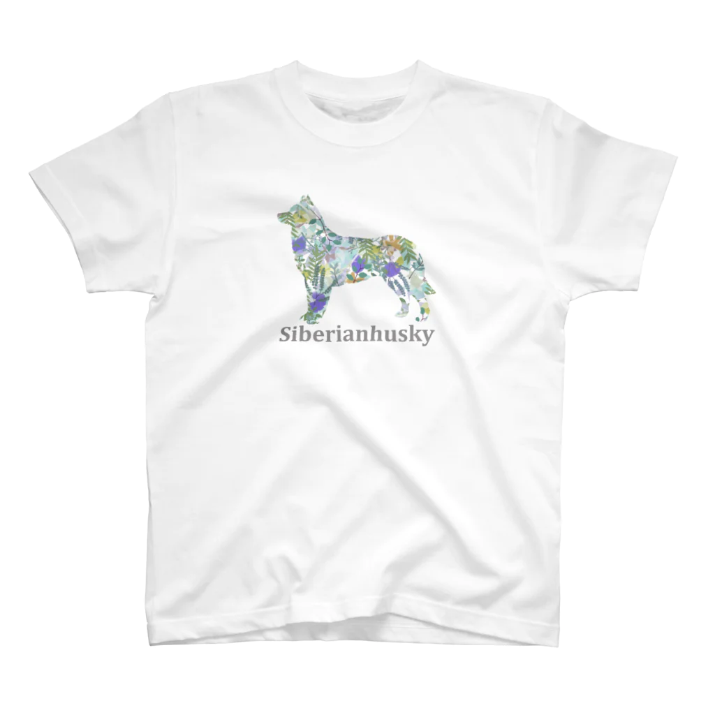 AtelierBoopのボタニカル　ハスキー スタンダードTシャツ