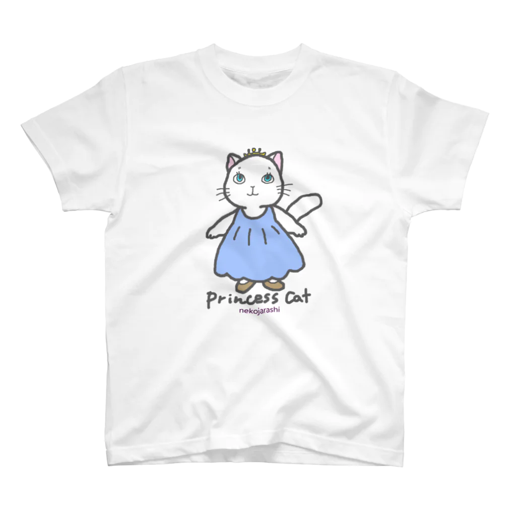 ゆきだるまころころのねこのお姫さま（ブルー） Regular Fit T-Shirt