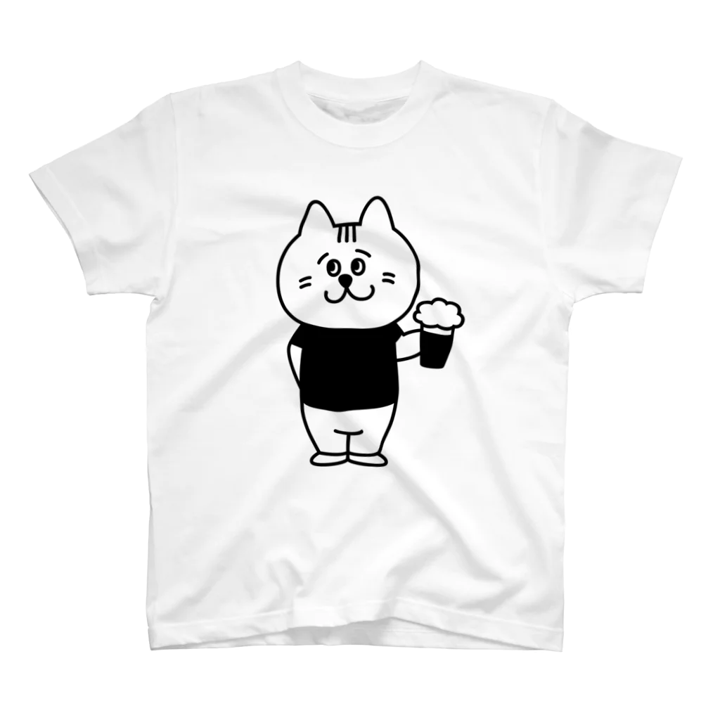 BEERKICHI(ビアキチ)の【前面/ロゴなし】ビアキチくんとビール スタンダードTシャツ