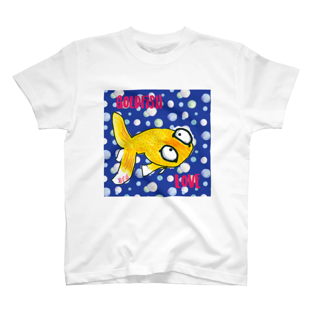 316(MIHIRO)の金魚の頂天眼ちゃん カラフル スタンダードTシャツ