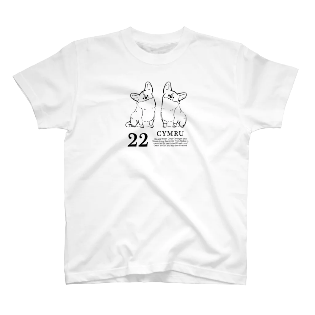 サカモトリエ/イラストレーターの１色コーギーたち 티셔츠