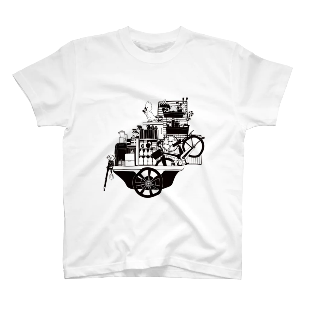 ろう飼い主のモノクロ荷車２ スタンダードTシャツ