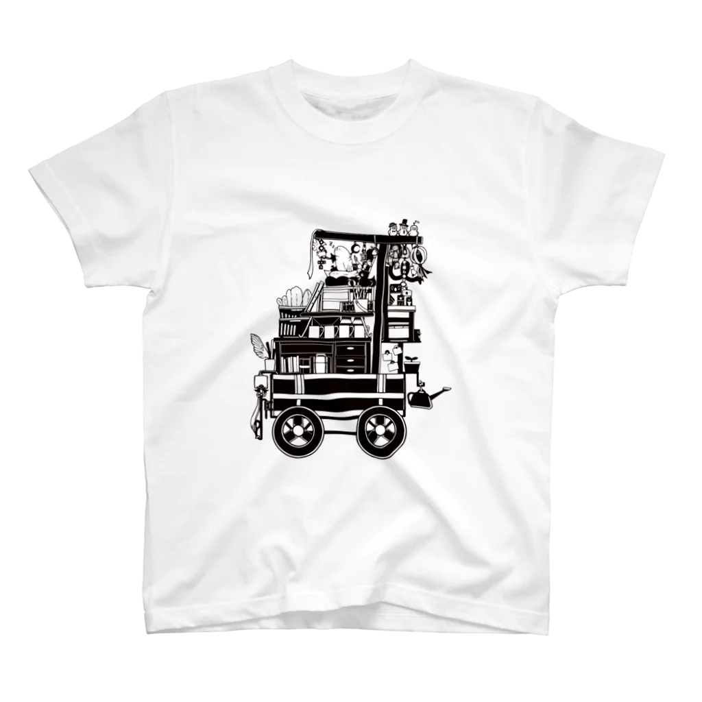 ろう飼い主のモノクロ荷車１ スタンダードTシャツ