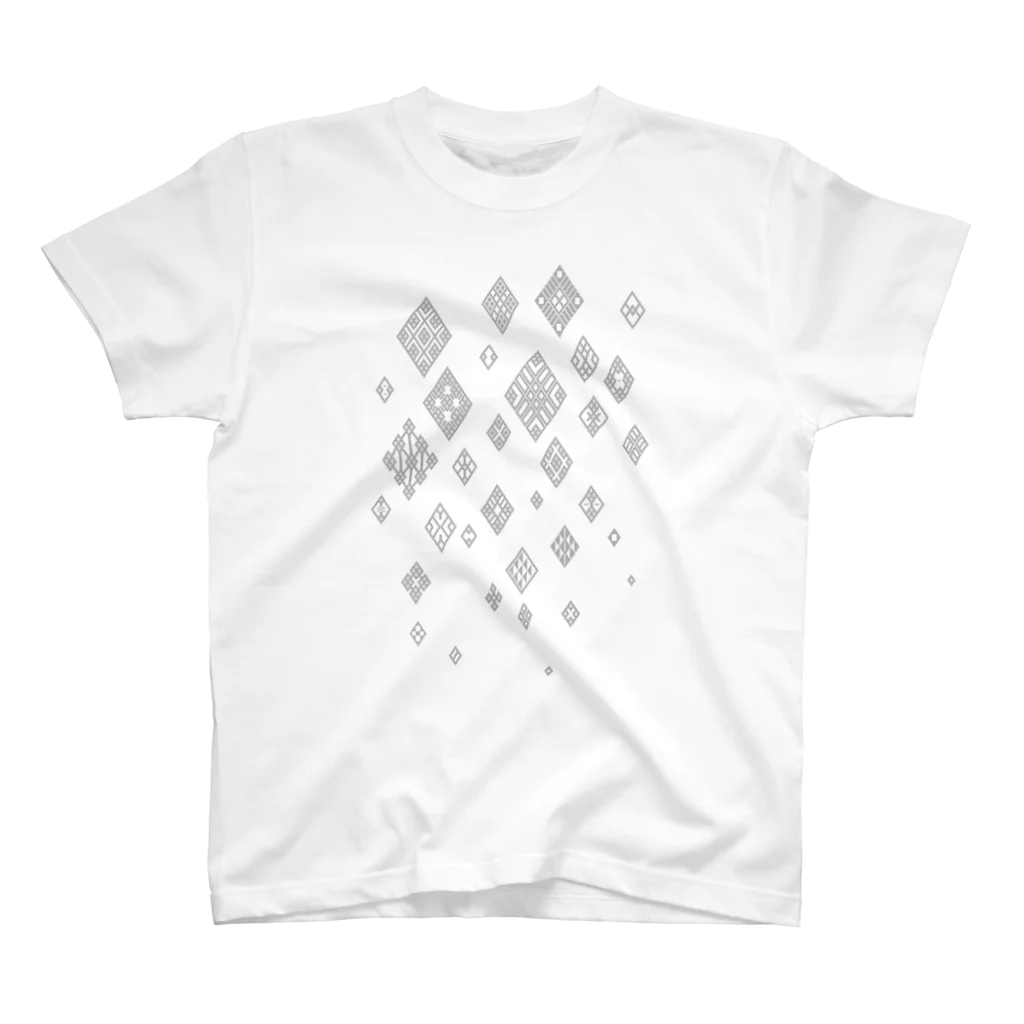 kogin.netの津軽こぎん刺し模様『snow modoco』白 Regular Fit T-Shirt