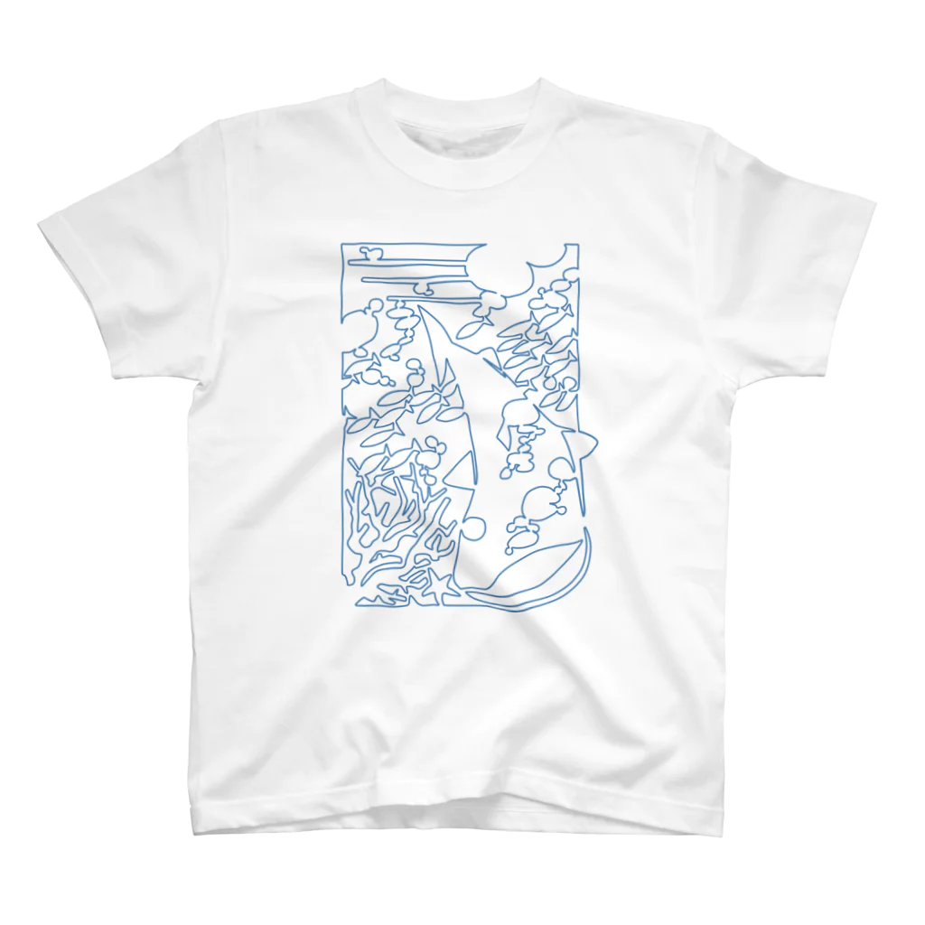 blanco_blancoのひとふでの海（ノーマル） スタンダードTシャツ