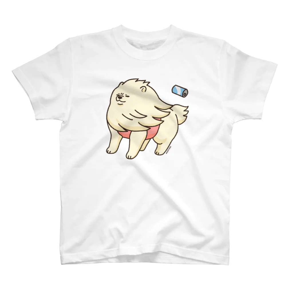 もんとみ | もっちり動物造形作家の強風に立ち向かうポメラニアン（白色） Regular Fit T-Shirt