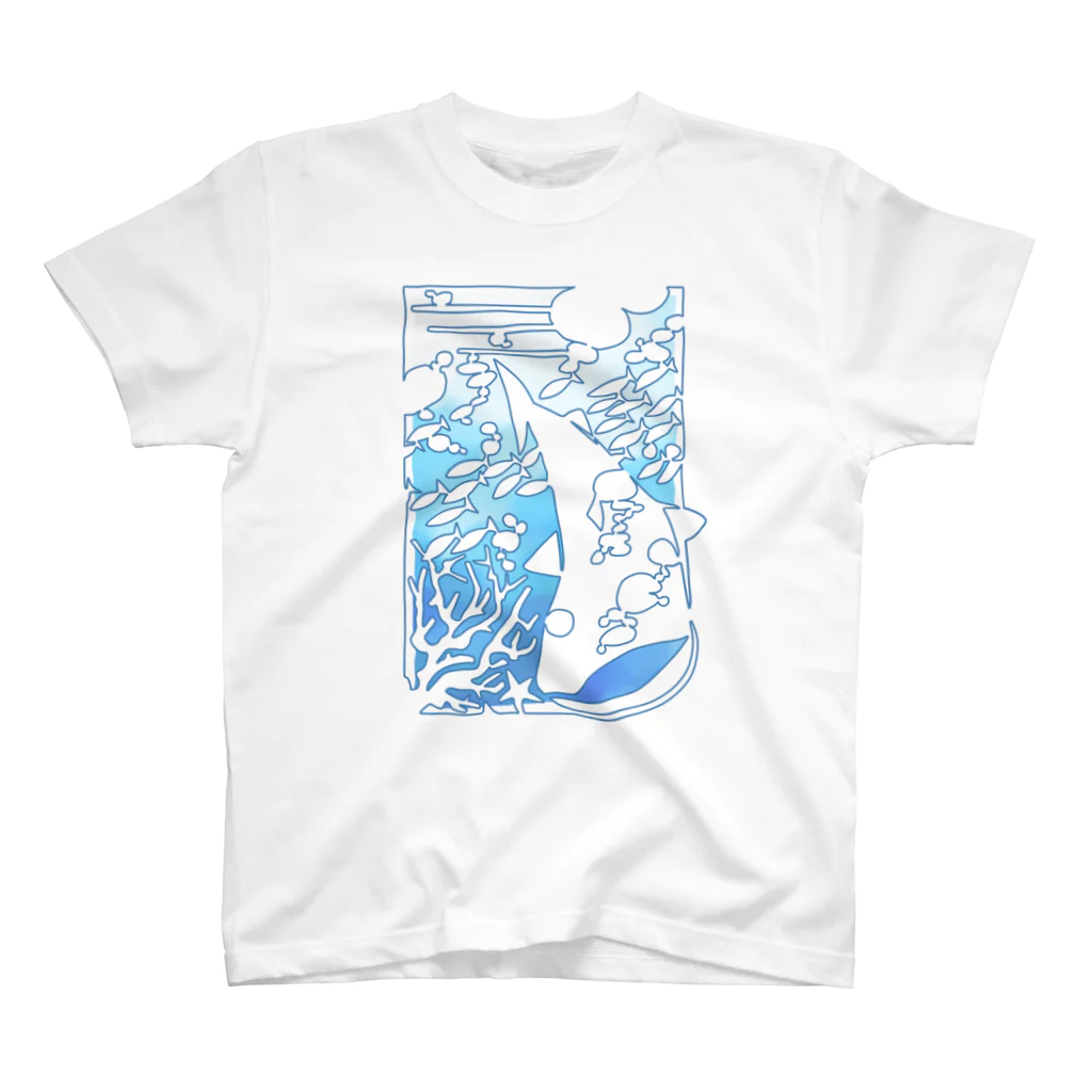 blanco_blancoのひとふでの海（カラー） Regular Fit T-Shirt