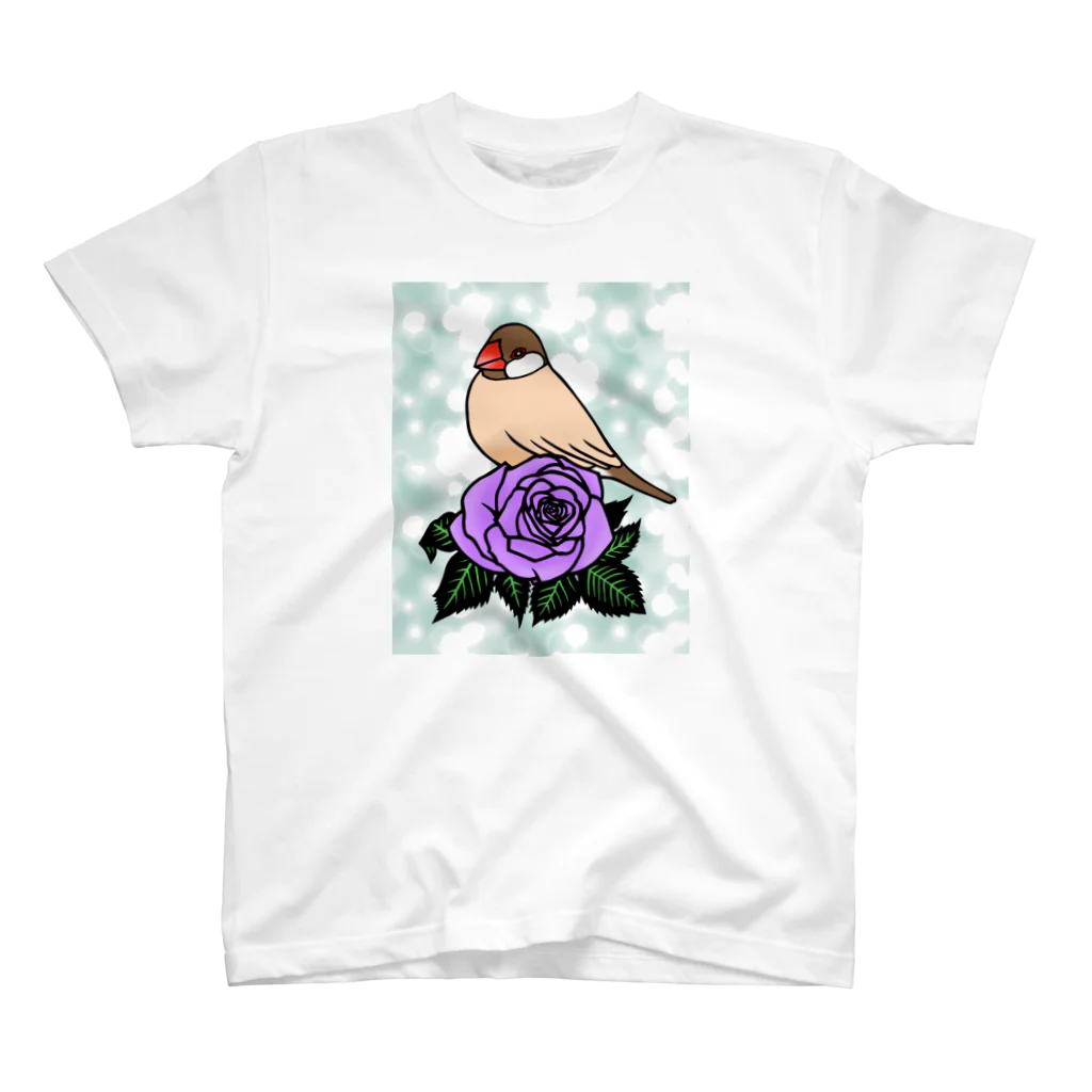 楽多志乃の薔薇と文鳥（シナモン） スタンダードTシャツ