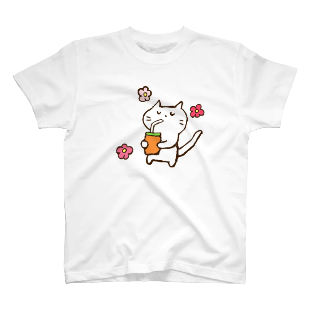 Hello Happy Catのじろにゃんとおいしいドリンク スタンダードTシャツ