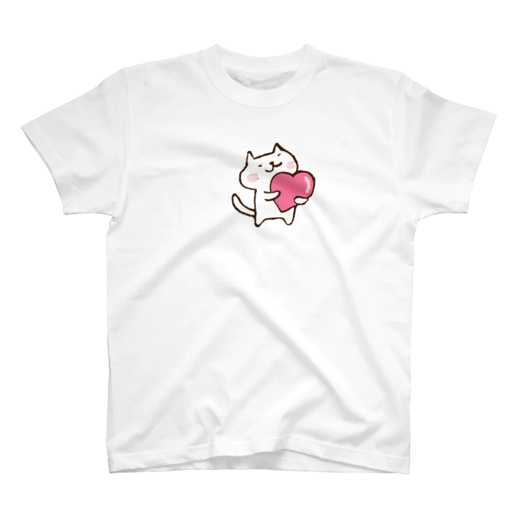 Hello Happy Catのじろにゃんとハート❤ Regular Fit T-Shirt