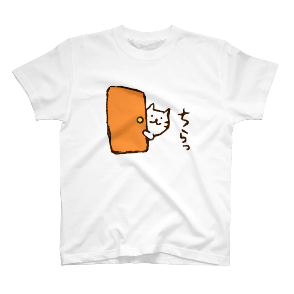 Hello Happy Catのじろにゃん 壁|ω･`)ﾁﾗｯ Regular Fit T-Shirt