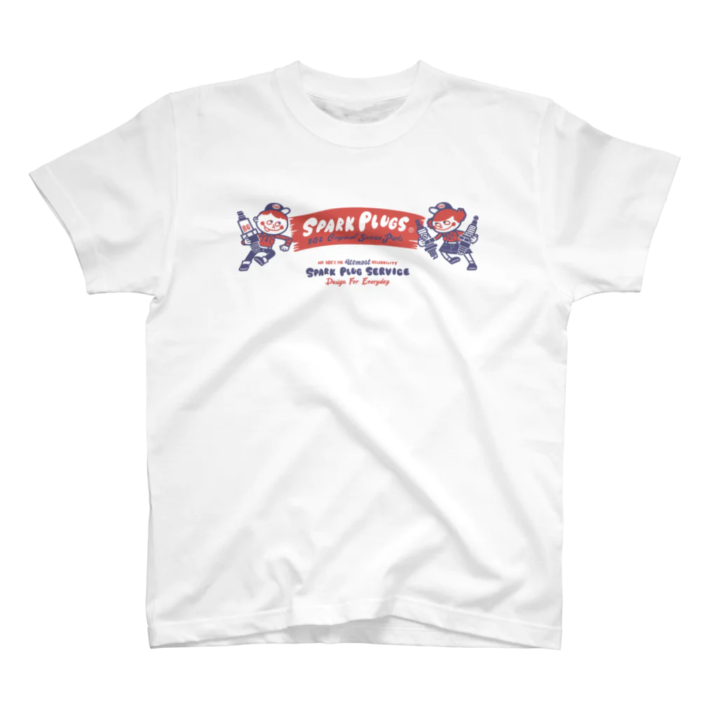 Design For EverydayのスパークプラグとBoy & Girl★アメリカンレトロ【片面A柄】 スタンダードTシャツ