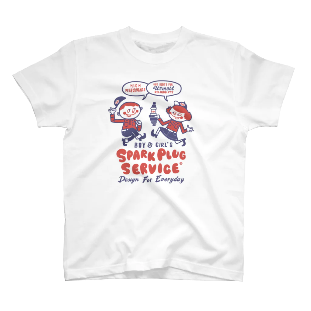 Design For EverydayのスパークプラグとBoy & Girl★アメリカンレトロ【片面B柄】 Regular Fit T-Shirt